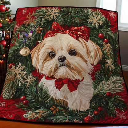 Christmas Wreath Shih Tzu WY1911093CL Quilt