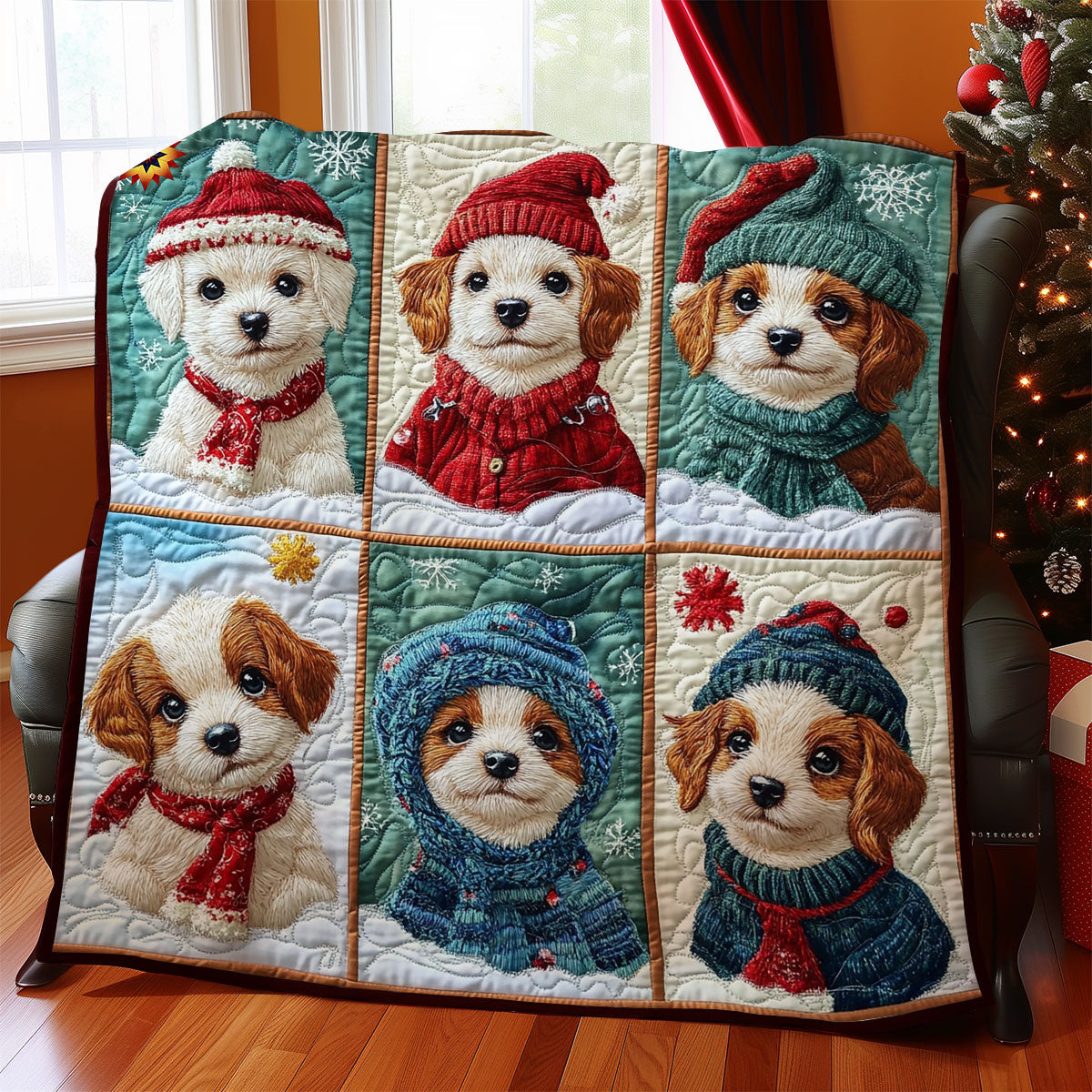 Six Puppy WY2911047CL Quilt