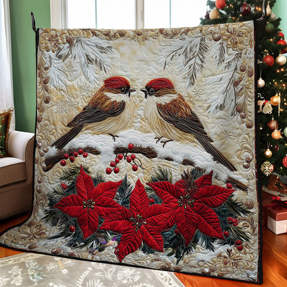 Poinsettia Couple Bird WY2611035CL Quilt