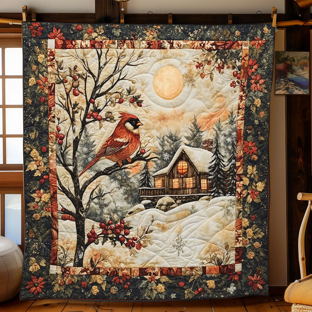Moonlit Cardinal WJ0201011CL Quilt