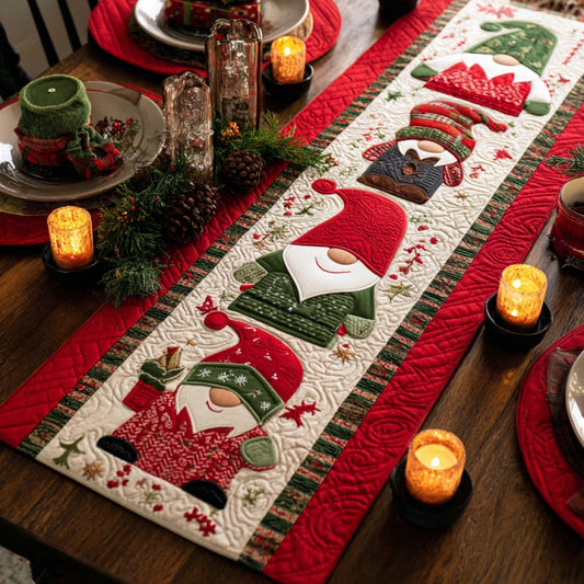 Christmas Gnomes XR0910042CL Quilted Table Runner