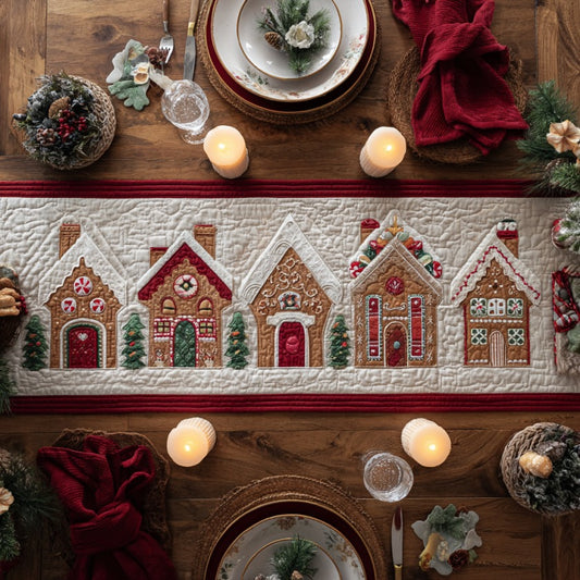 Gingerbread House XR0910026CL Quilted Table Runner