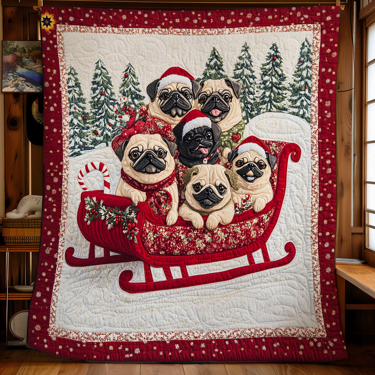 Christmas Bull Dog WY1411037CL Quilt