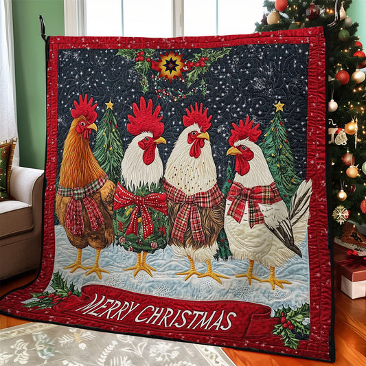 Christmas Chicken Family WY2511016CL Quilt