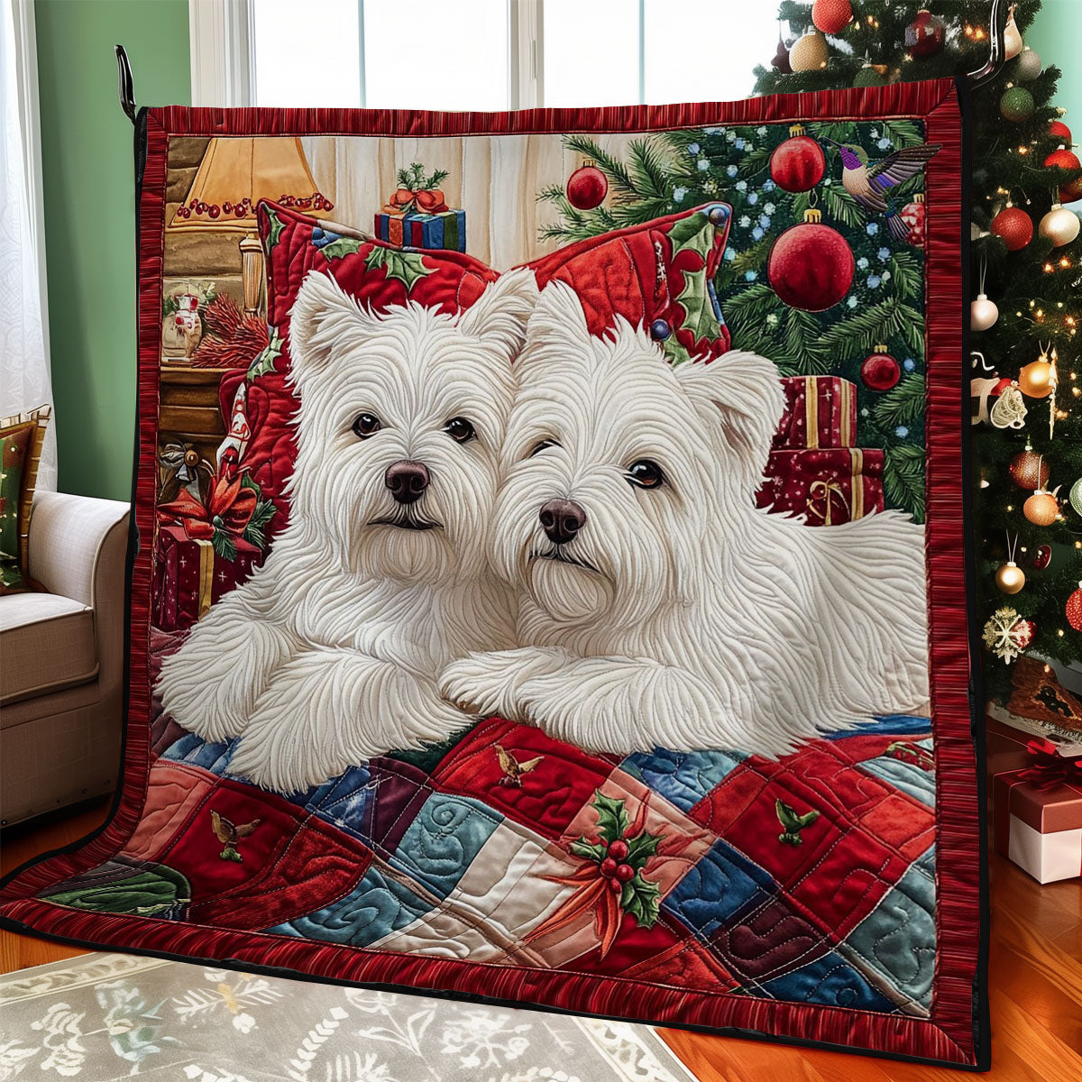 Christmas Couple Dog WY0412016CL Quilt