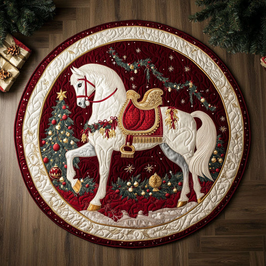 Santa's Horse Friend WN1007044CL Quilted Round Mat