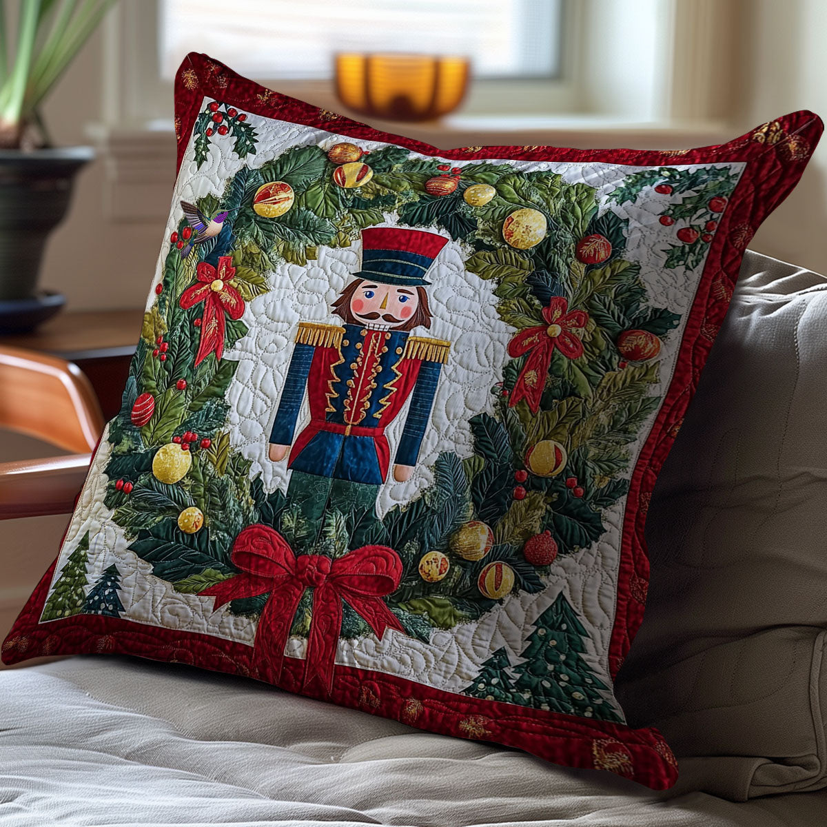 Christmas Wreath Nutcracker WY2911064CL Quilt Pillow Case