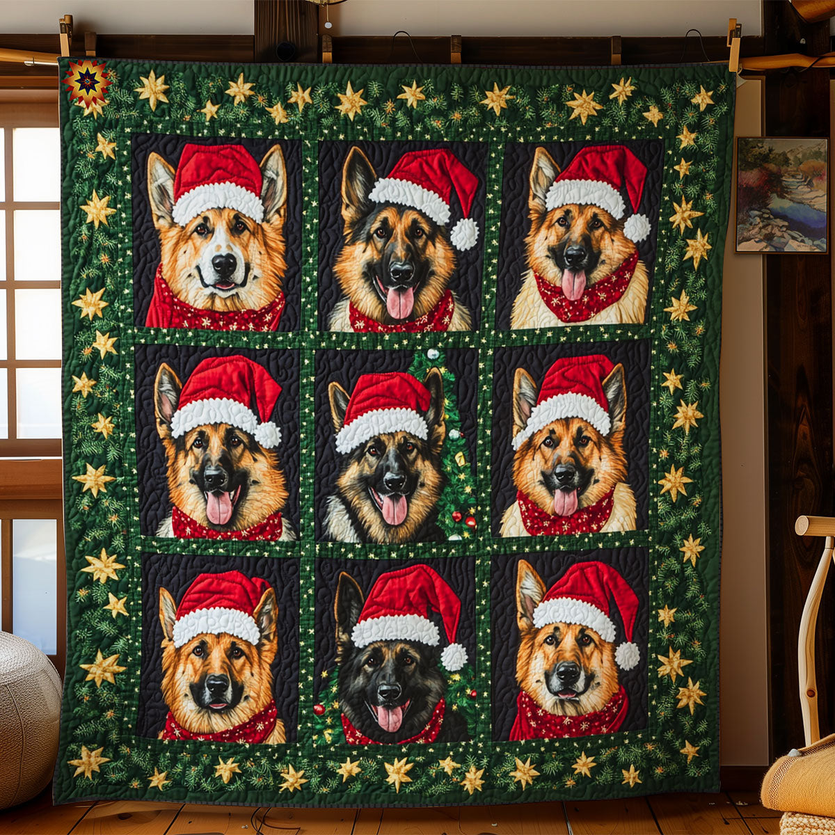 German Shepherd Santa WY2111017CL Quilt