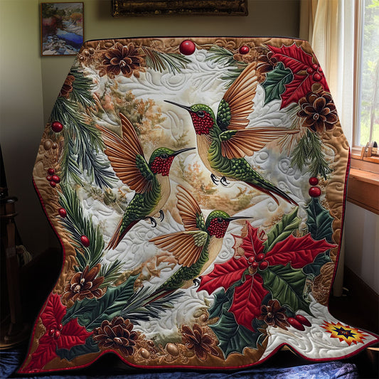 Poinsettia Hummingbird WY0412027CL Quilt