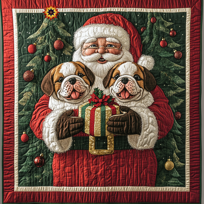 Santa And Bulldog WU1012018CL Quilt