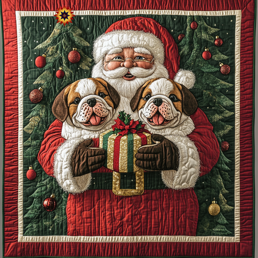 Santa And Bulldog WU1012018CL Quilt