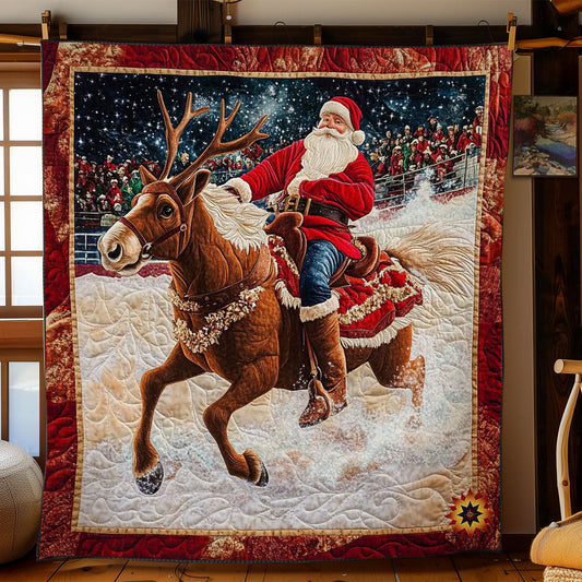 Santa Claus Riding Reindeer WY0712034CL Quilt