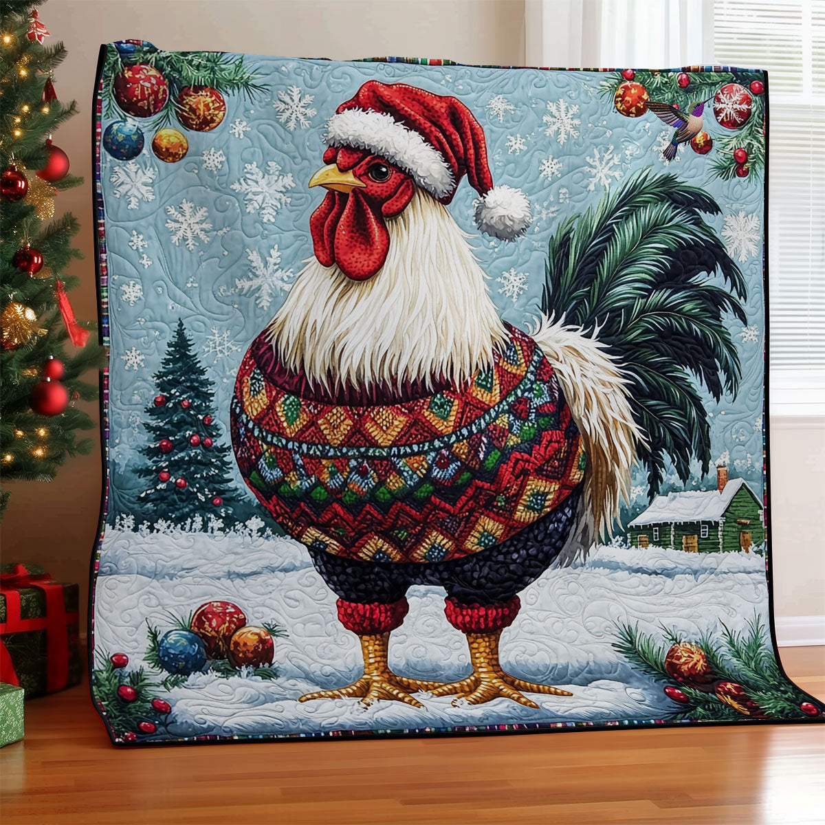 Santa Chicken WY1411023CL Quilt