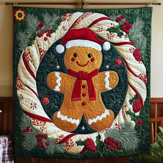 Candy Cane Wreath Gingerman WY0212036CL Quilt