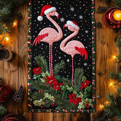 Flamingo Sleigh Bells WN1107024CL Quilted Table Runner