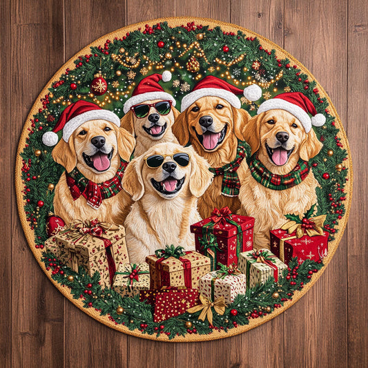 Golden Retriever Wonderland WN15080057CL Quilted Round Mat