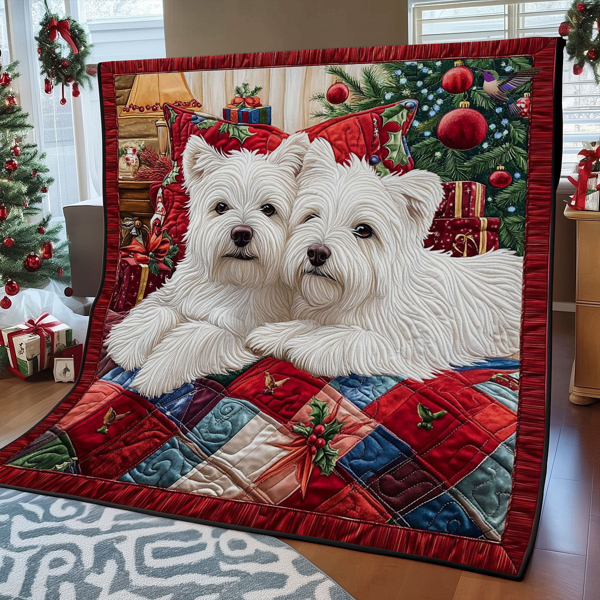 Christmas Couple Dog WY0412016CL Quilt
