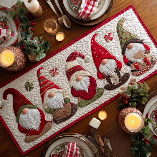Christmas Gnomes XR0910054CL Quilted Table Runner