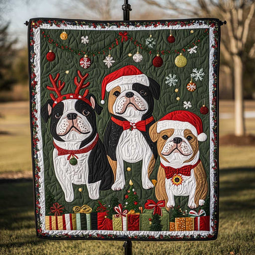 Christmas Bulldog Brother WP1511033CL Quilt
