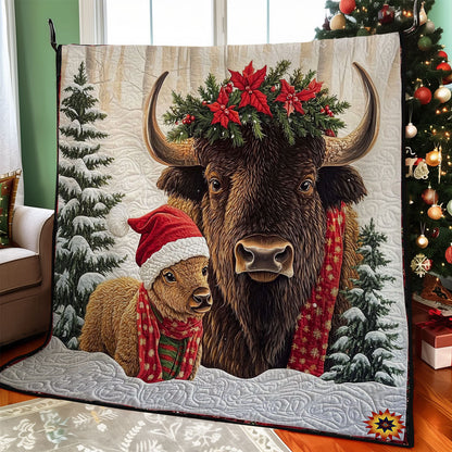 Christmas Bison Family WY2611034CL Quilt