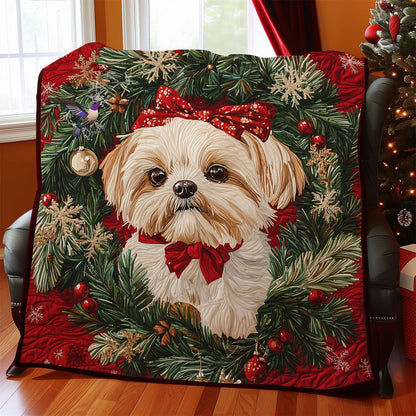 Christmas Wreath Shih Tzu WY1911093CL Quilt
