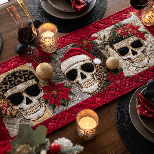 Leopard Skull Christmas XR0910050CL Quilted Table Runner