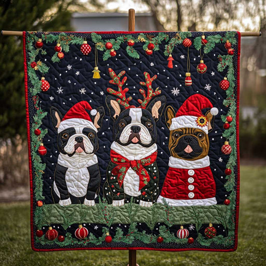 Funny Bulldog Christmas WP1511035CL Quilt