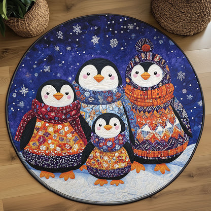 Penguin Family WJ1707047CL Quilted Round Mat