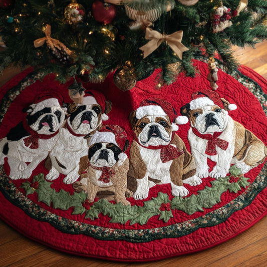 Santa Bulldog XR1010026CL Quilted Christmas Tree Skirt