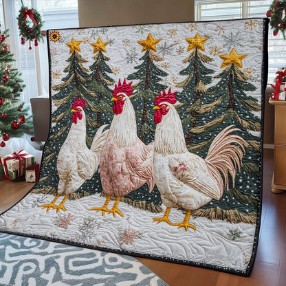 Three Chicken Christmas WY0912032CL Quilt