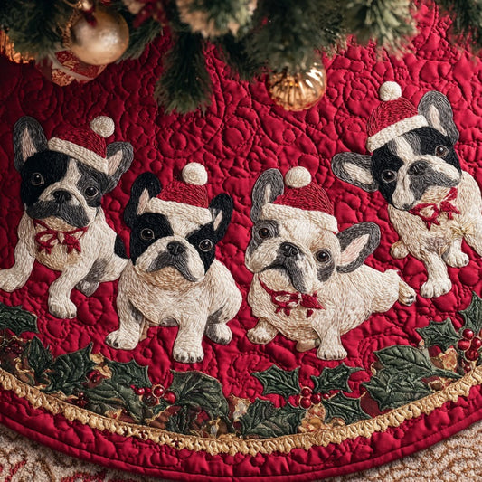 Cute French Bulldogs XR1010011CL Quilted Christmas Tree Skirt