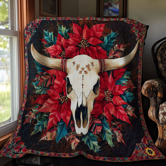 Gayal Skull Poinsettia WY0412028CL Quilt