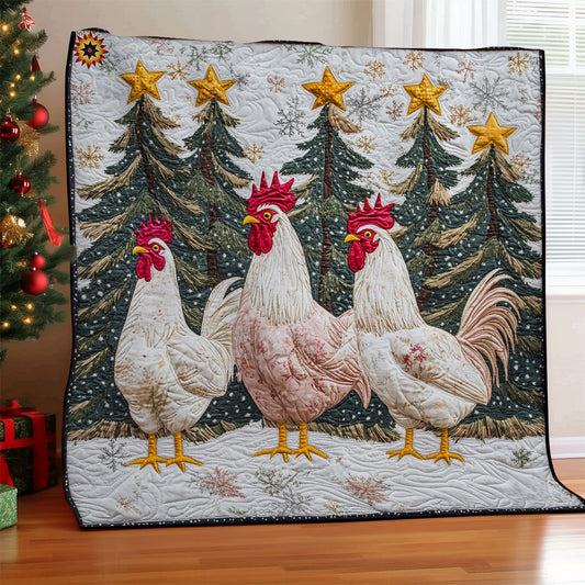 Three Chicken Christmas WY0912032CL Quilt