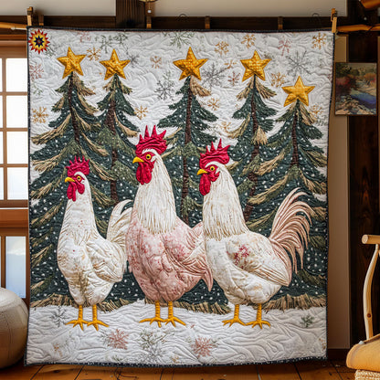 Three Chicken Christmas WY0912032CL Quilt