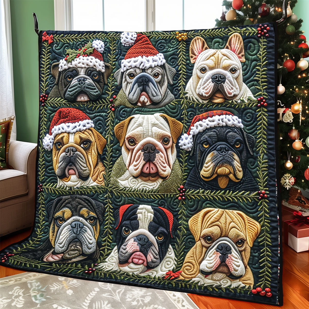 Bulldogs Love Christmas XR1308041CL Quilt