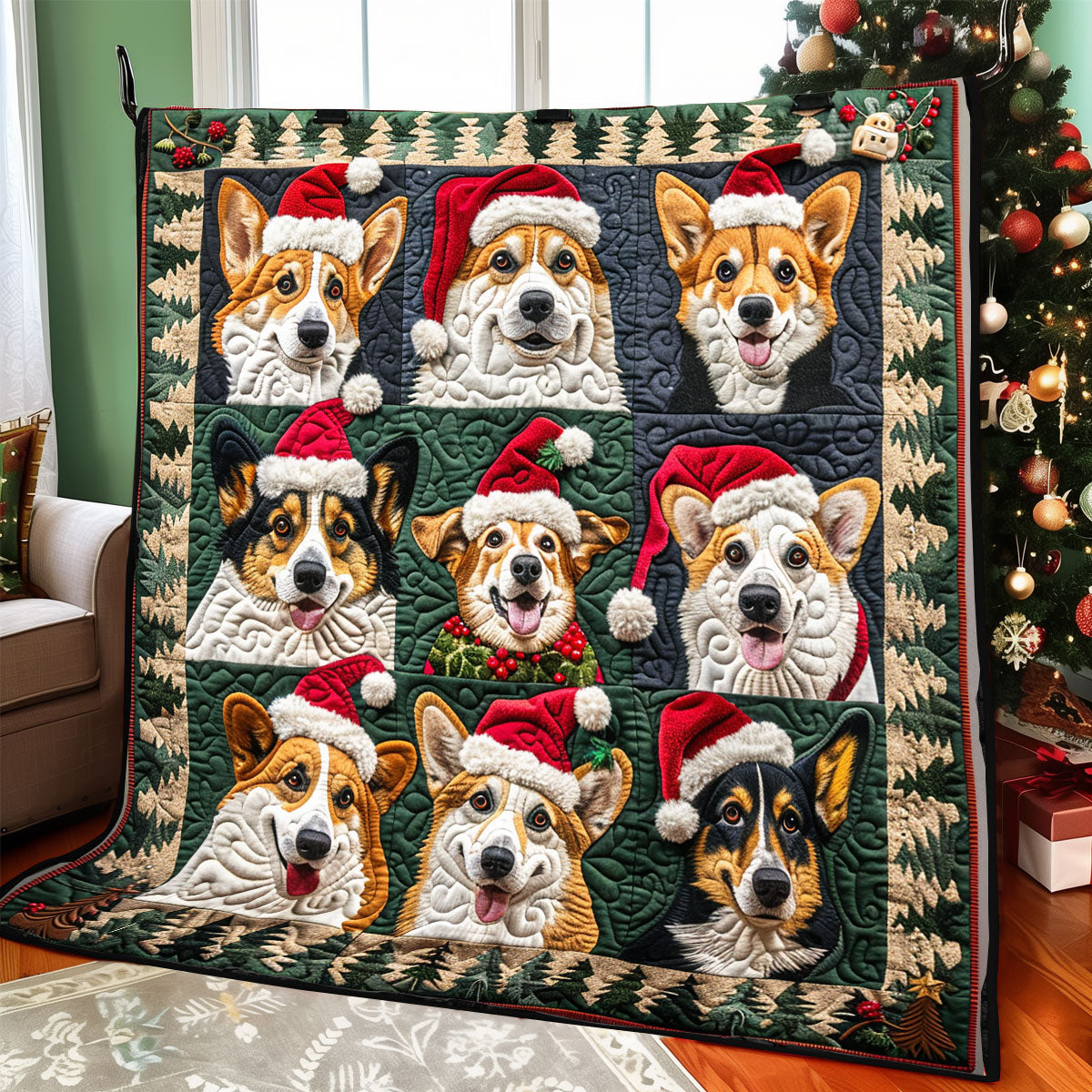 Cheerful Corgi XR1308030CL Quilt