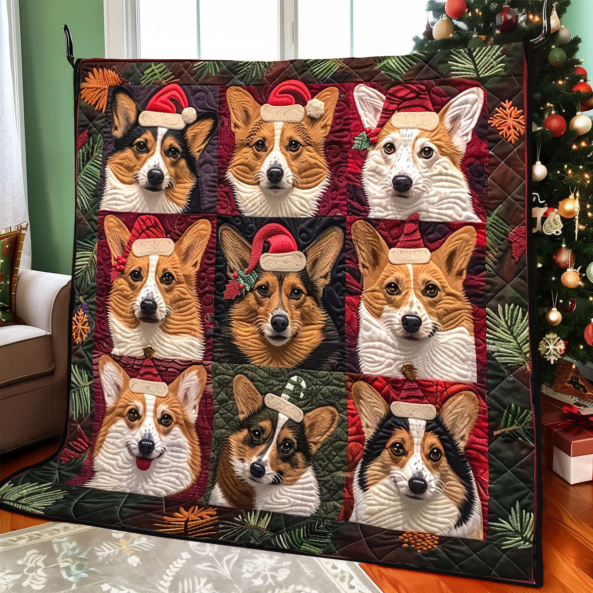 Corgi Christmas Tree XR1308027CL Quilt