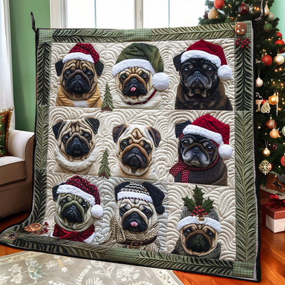 Festive Pug Christmas XR1308005CL Quilt