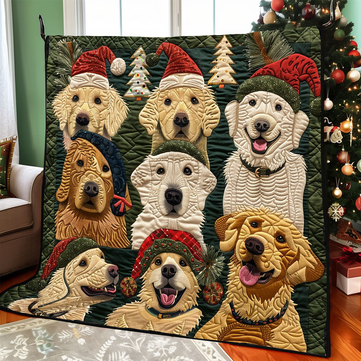 Golden Retriever Christmas XR1308036CL Quilt