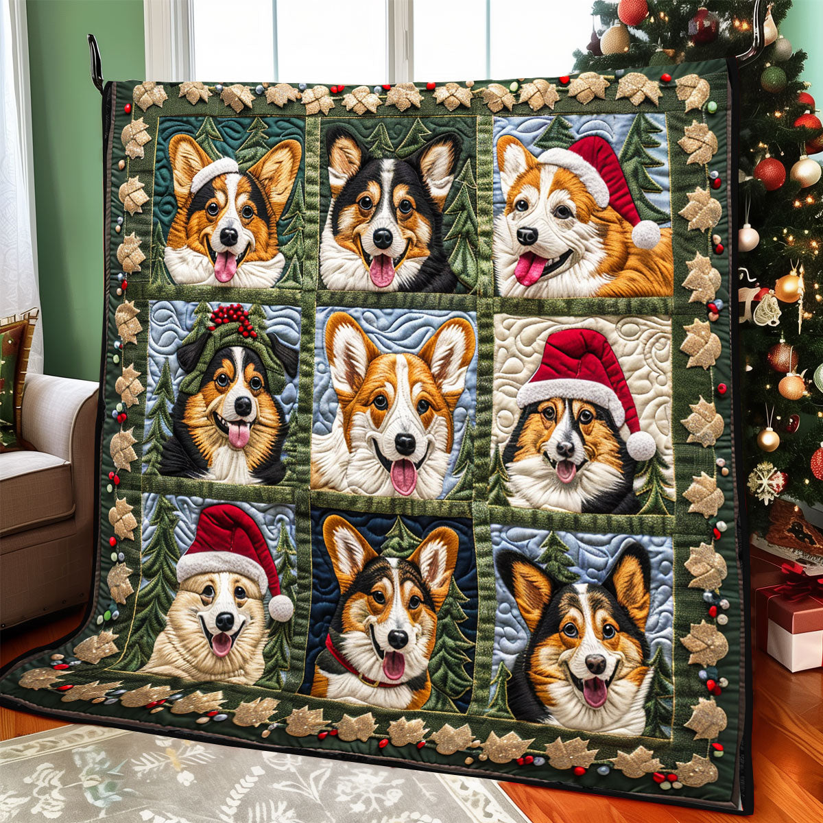 Holiday Woof Corgi XR1308031CL Quilt