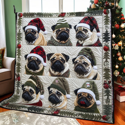 Jolly Pugs Christmas XR1308004CL Quilt