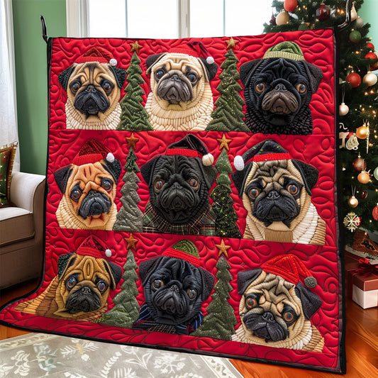 Pug Festive Furry Friends XR1308011CL Quilt